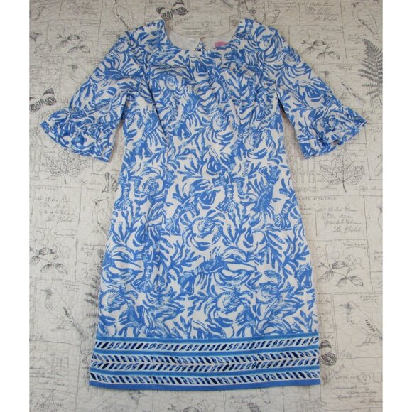 EUC Lilly Pulitzer Resort Fiesta Crab/Lobster Stretch Poplin Resort Mini Dress 2 - Picture 6 of 12